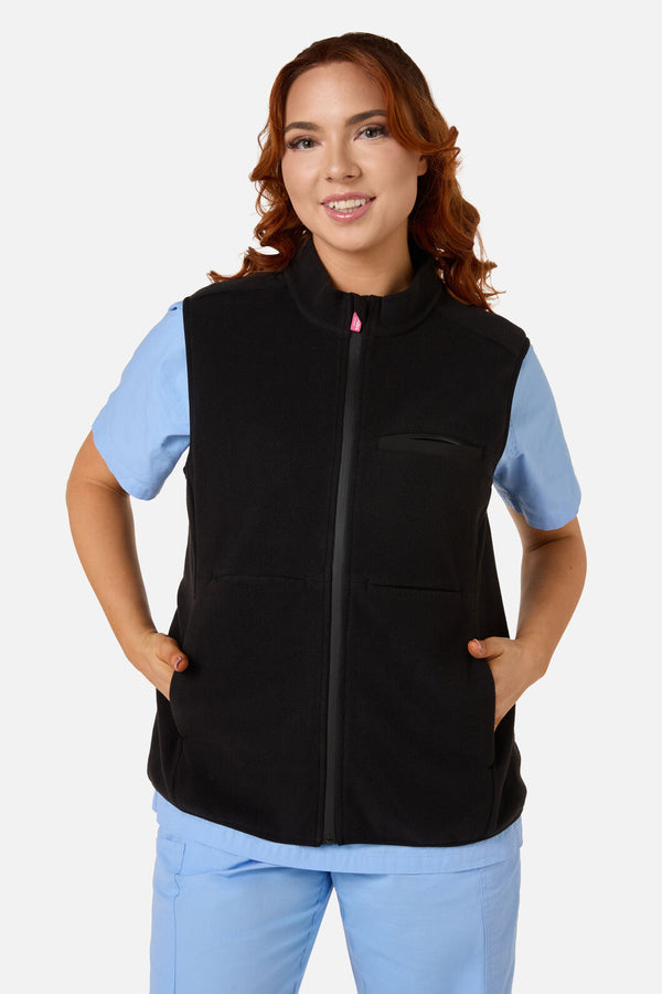 Princess Highway - Black Polar Fleece Scrub Vest - black