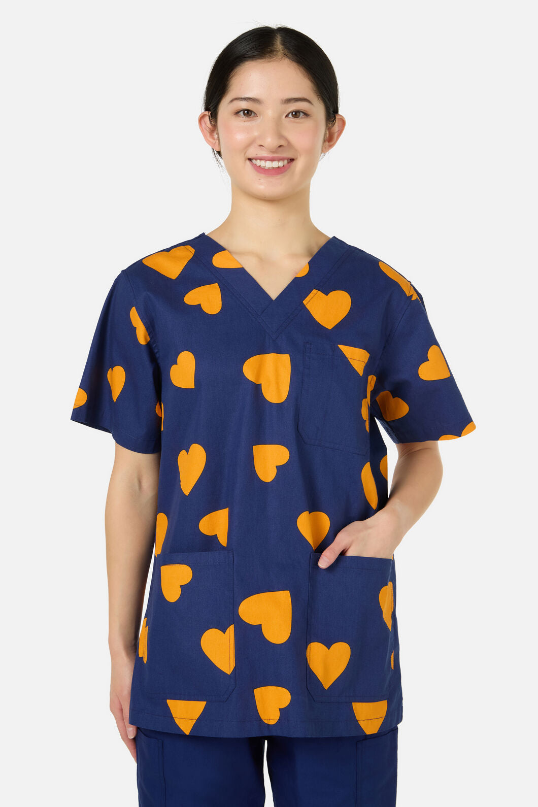 Princess Highway - Orange Hearts Top&Pant scrubs - navy