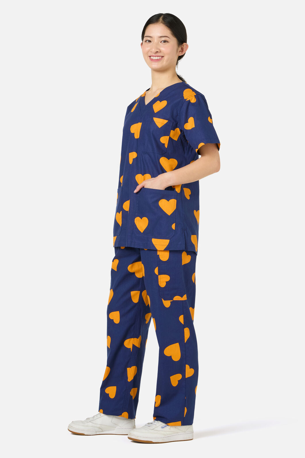 Princess Highway - Orange Hearts scrub set - navy