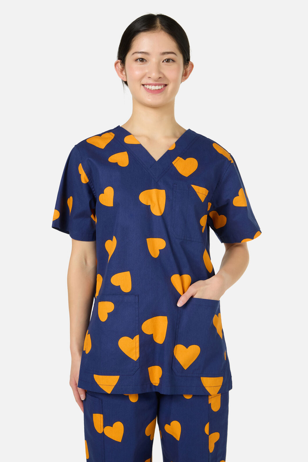 Princess Highway - Orange Hearts scrub set - navy