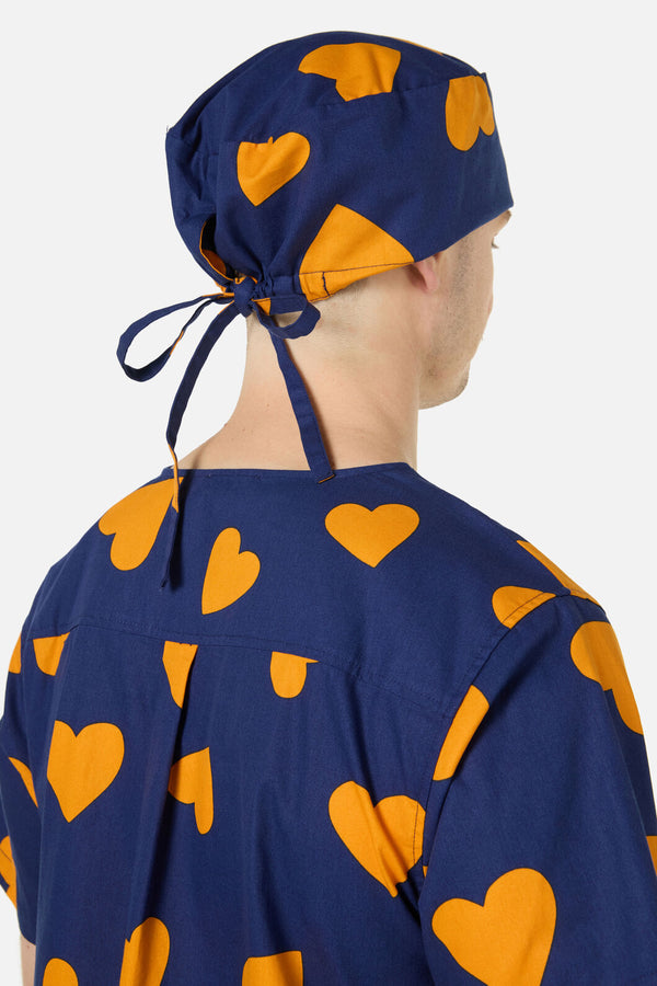 Princess Highway - Orange Hearts scrub hat - navy