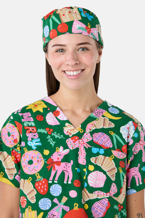 Princess Highway - Merry & Bright Scrub Hat - green