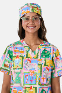 Princess Highway - Holiday Pups Scrub Hat - pink