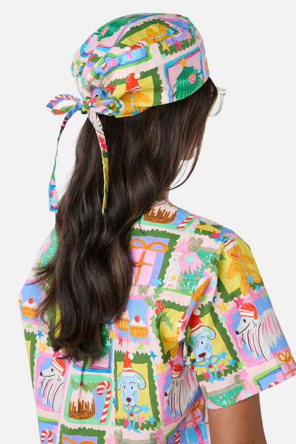 Princess Highway - Holiday Pups Scrub Hat - pink