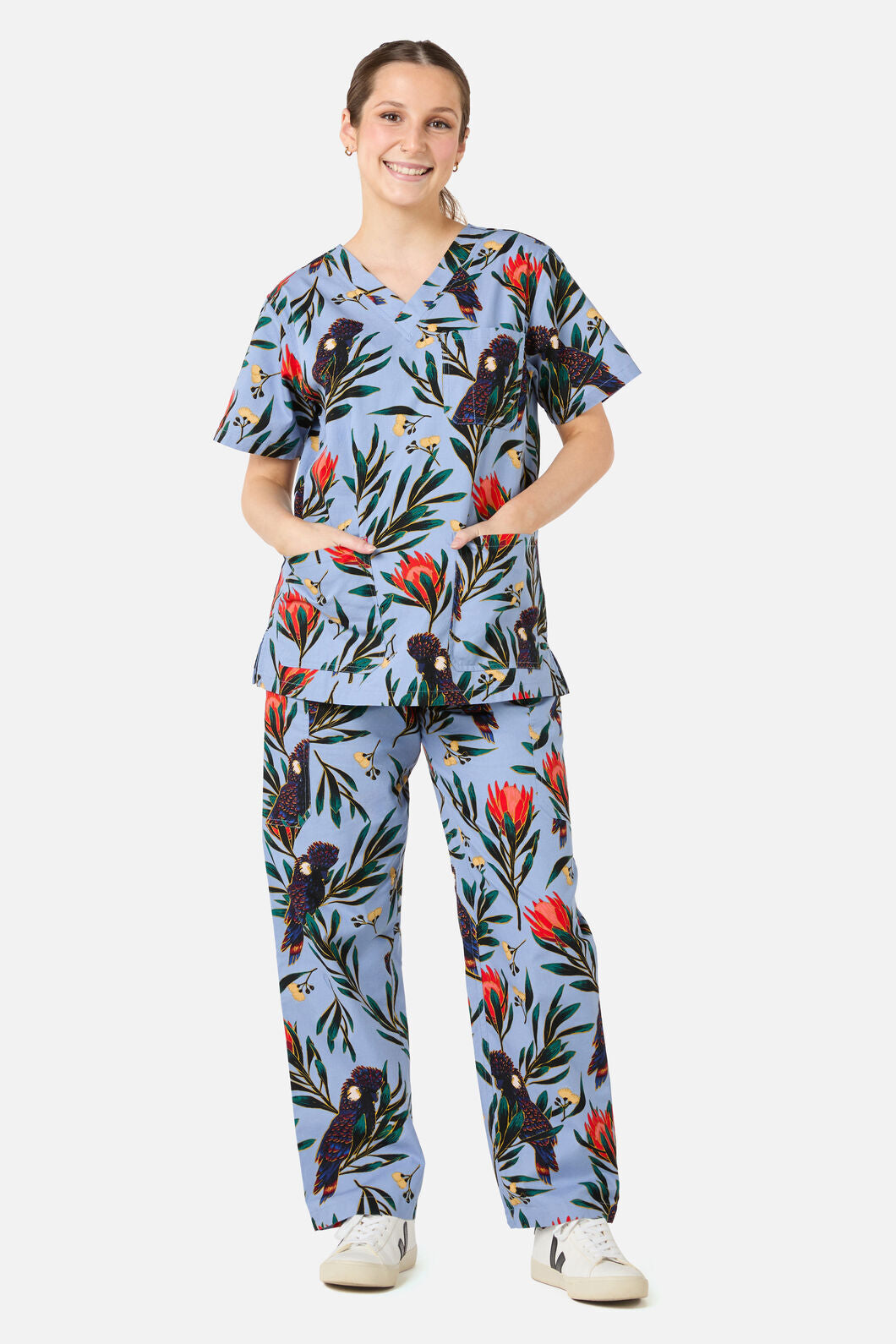 Princess Highway - Cockatoo & Protea scrub set - blue