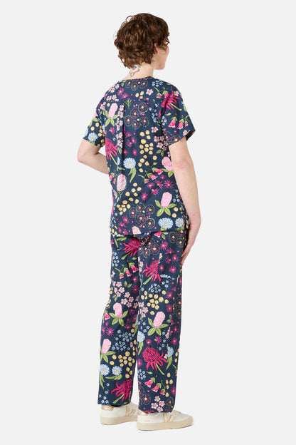 Princess Highway - Native Bouquet scrub set - navy