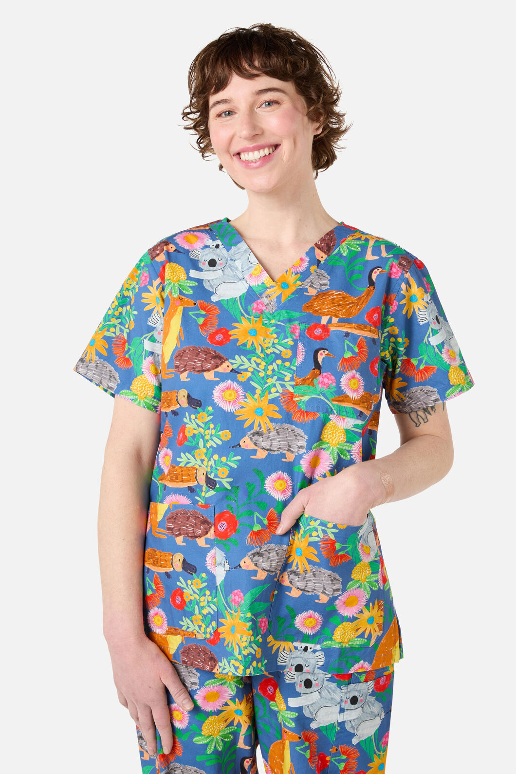 Princess Highway - Bush Tapestry scrub set - blue