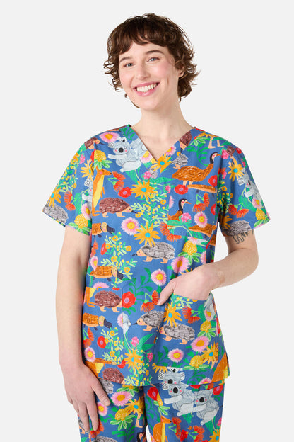 Princess Highway - Bush Tapestry scrub set - blue