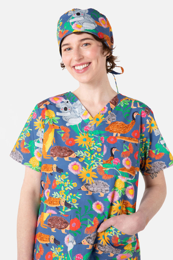 Princess Highway - Bush Tapestry scrub hat - blue