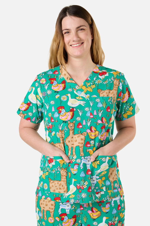 Princess Highway - Farm Animals Scrub Set - green