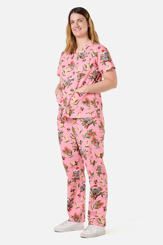 Princess Highway - CHRISTMAS KOALA PINK SCRUB SET - pink