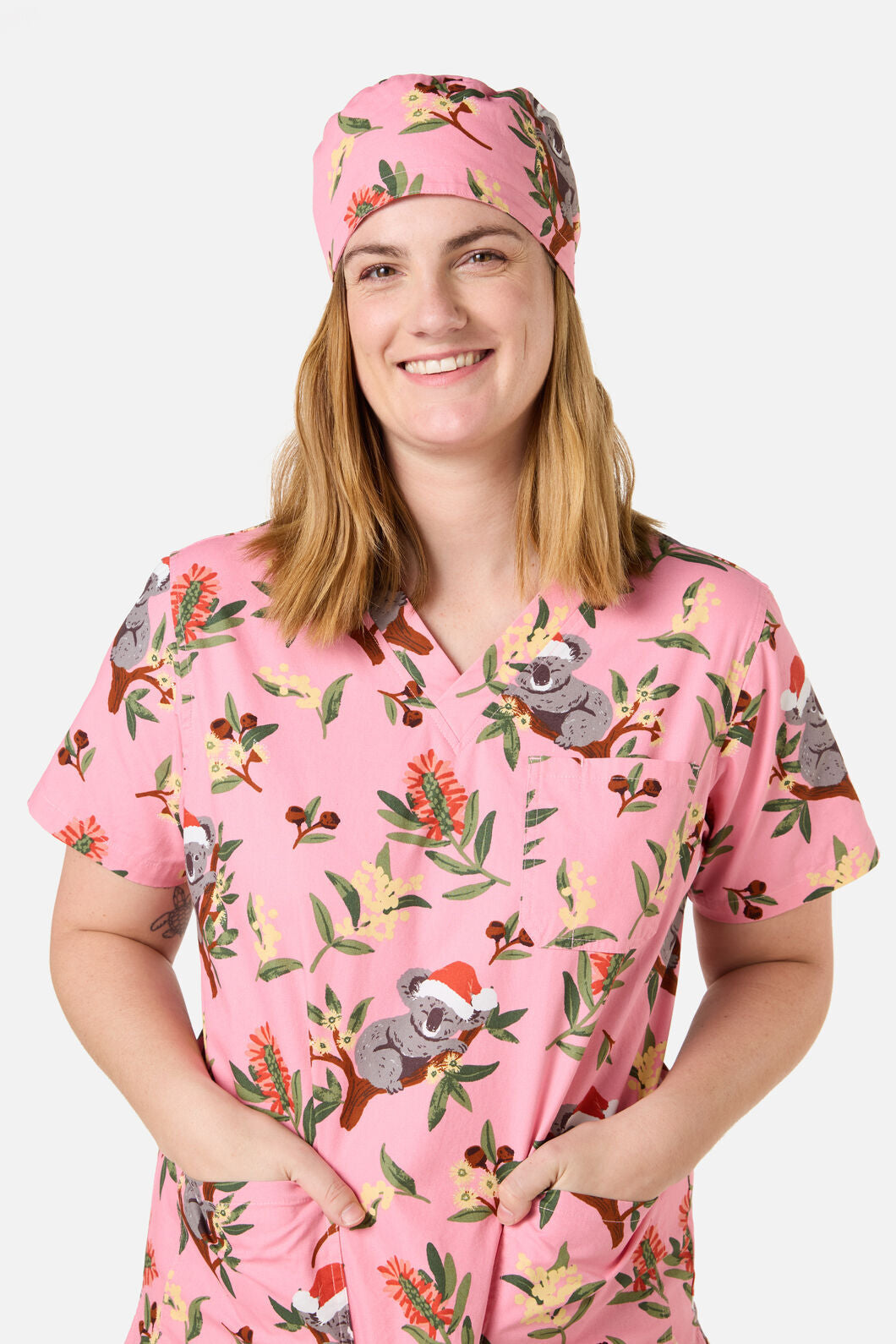 Princess Highway - CHRISTMAS KOALA PINK SCRUB HAT - pink