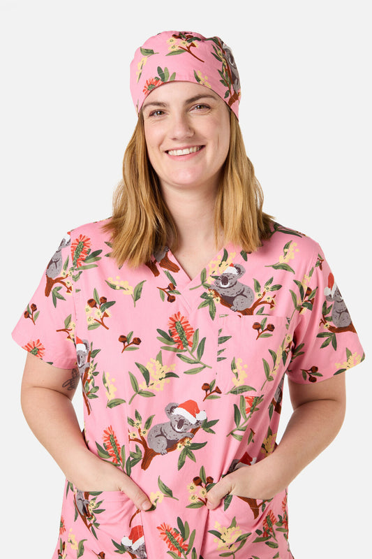 Princess Highway - CHRISTMAS KOALA PINK SCRUB HAT - pink