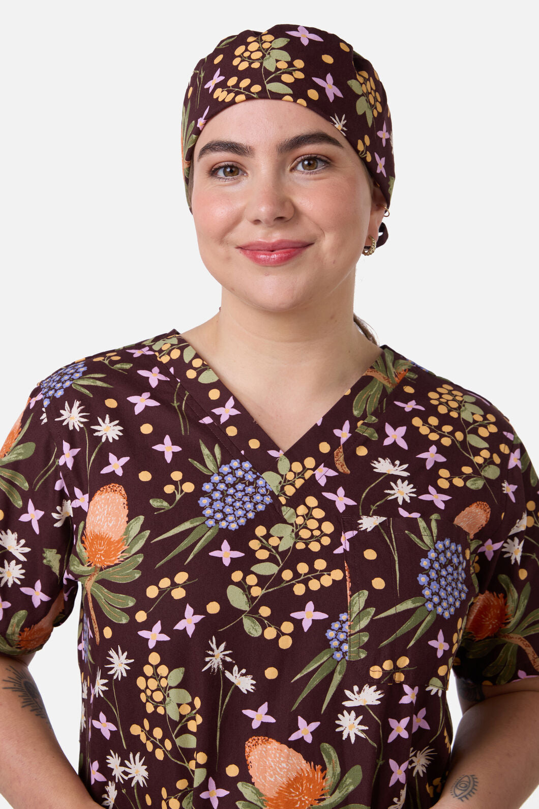 Princess Highway - BANKSIA BOUQUET SCRUB HAT - chocolate