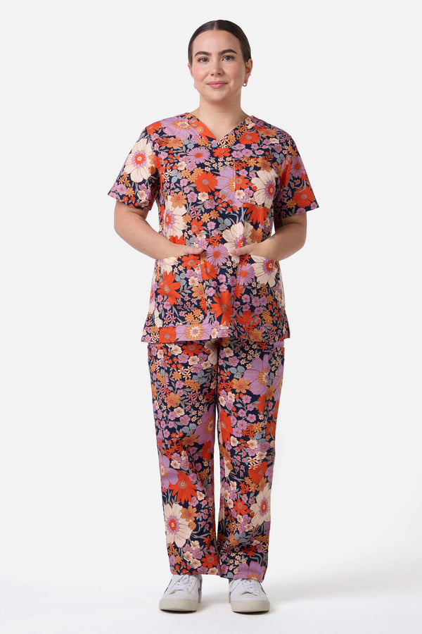 Princess Highway - SUNNY FLORAL SCRUB SET - navy