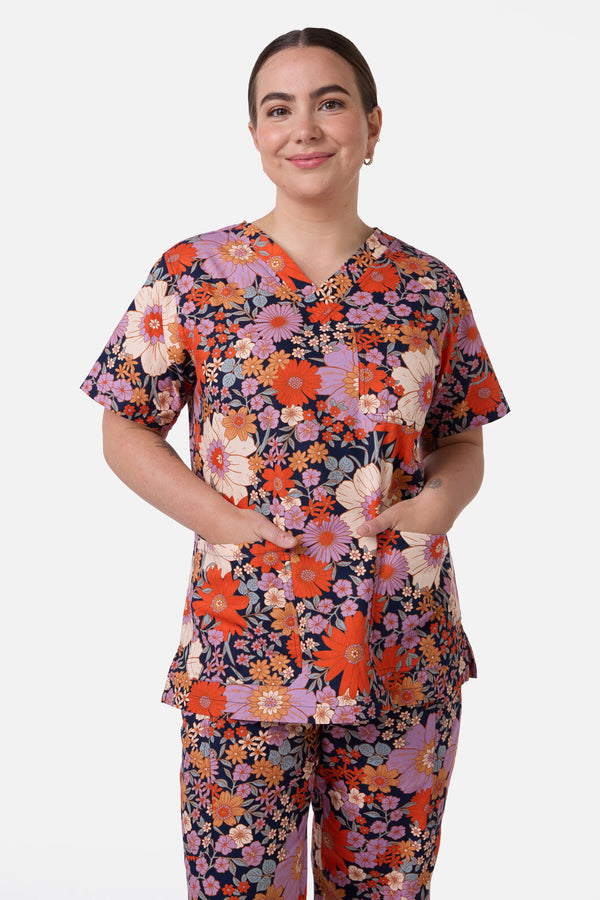 Princess Highway - SUNNY FLORAL SCRUB SET - navy