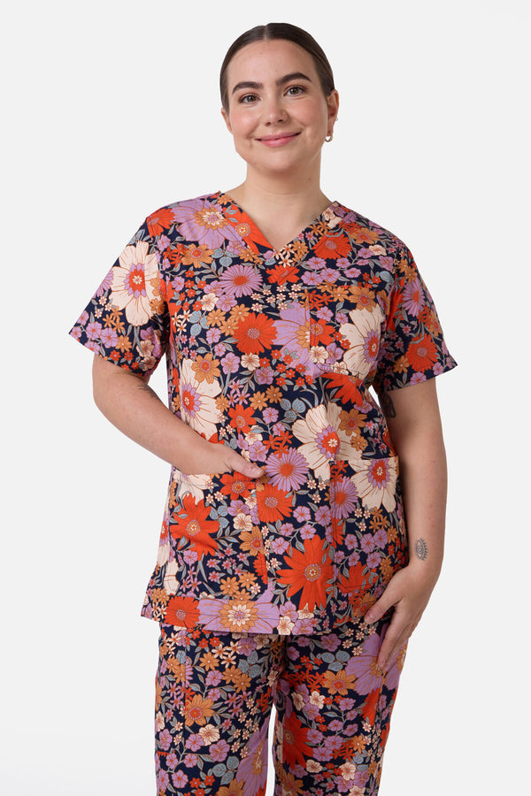 Princess Highway - SUNNY FLORAL SCRUB SET - navy