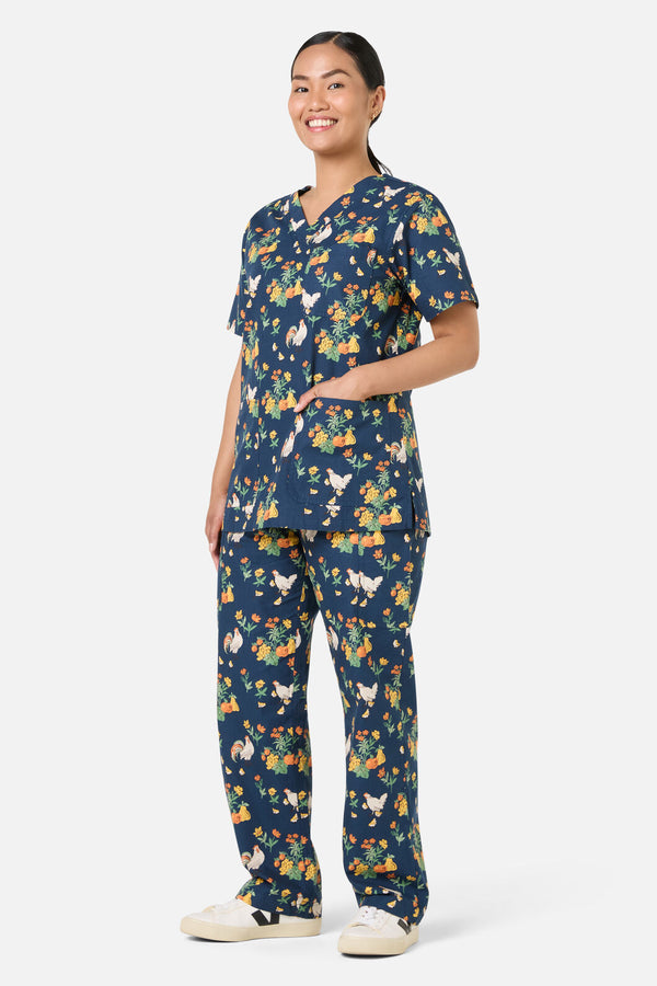 Princess Highway - Chickens Scrub Set - navy