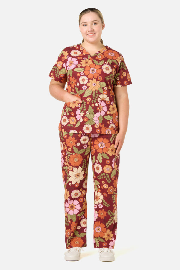 Princess Highway - Brandy Floral Scrub Set - rust