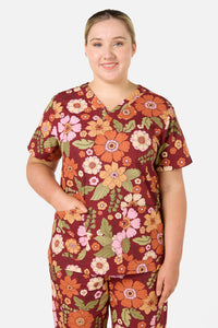 Princess Highway - Brandy Floral Scrub Set - rust