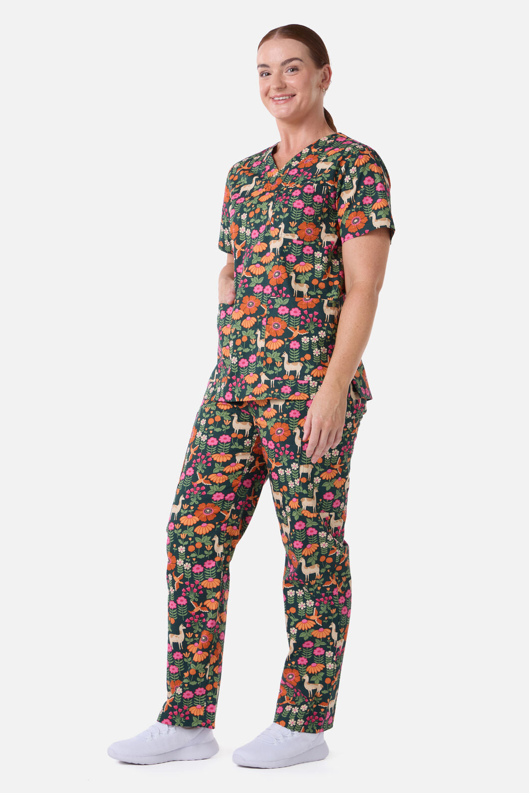 Princess Highway - Llama & Bird scrub set - green