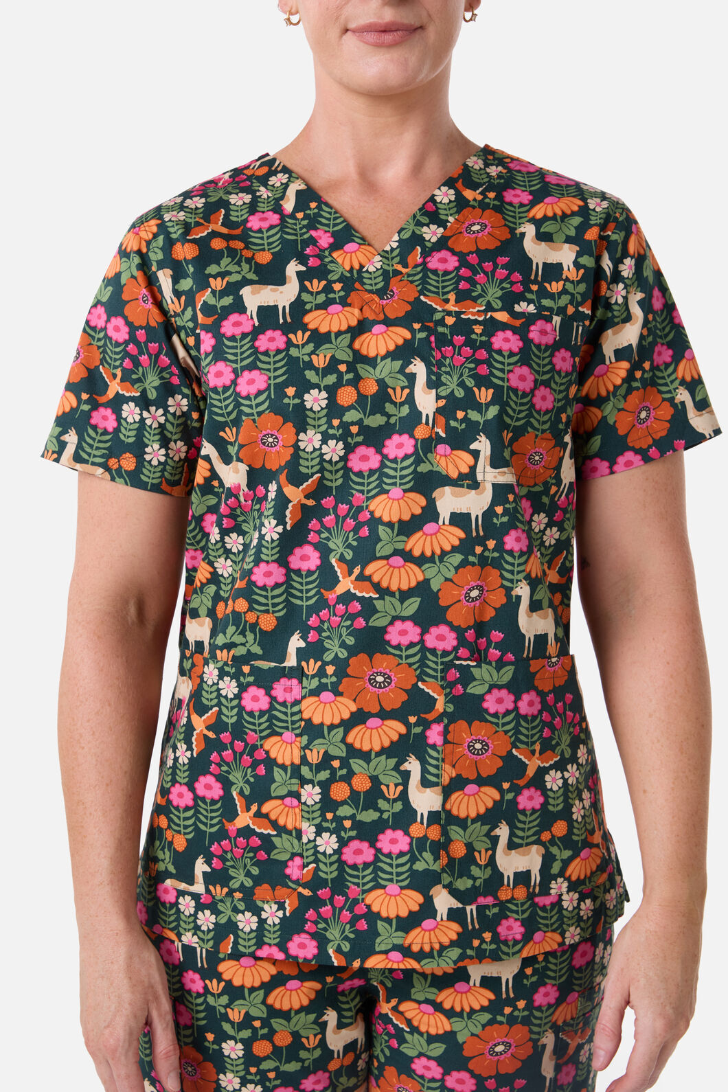 Princess Highway - Llama & Bird scrub set - green