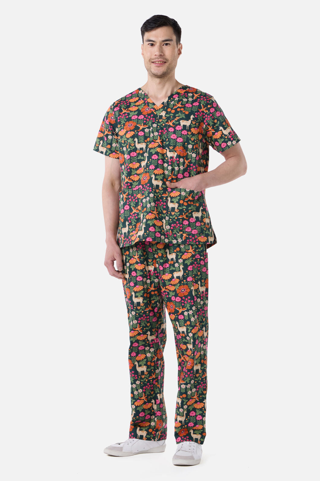 Princess Highway - Llama & Bird scrub set - green