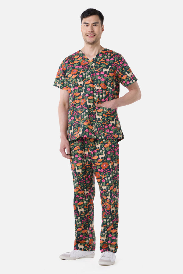 Princess Highway - Llama & Bird scrub set - green