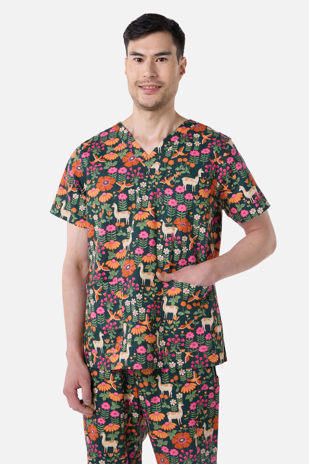 Princess Highway - Llama & Bird scrub set - green