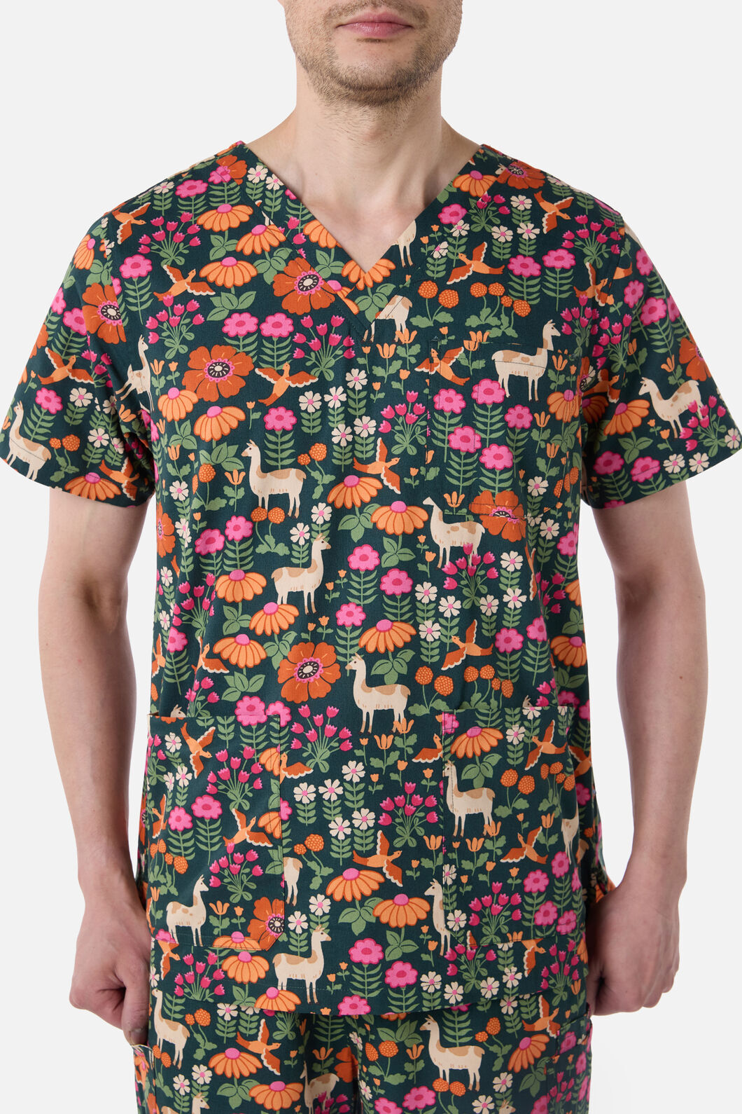 Princess Highway - Llama & Bird scrub set - green