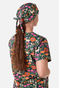 Princess Highway - Llama & Bird scrub hat - green