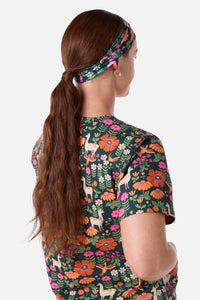 Princess Highway - Llama & Bird scrub headband - green