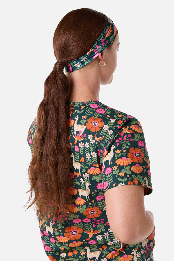 Princess Highway - Llama & Bird scrub headband - green