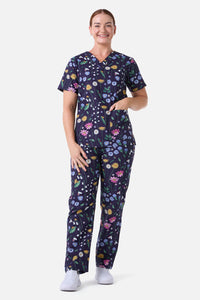 Princess Highway - Spring Garden scrub set - indigo