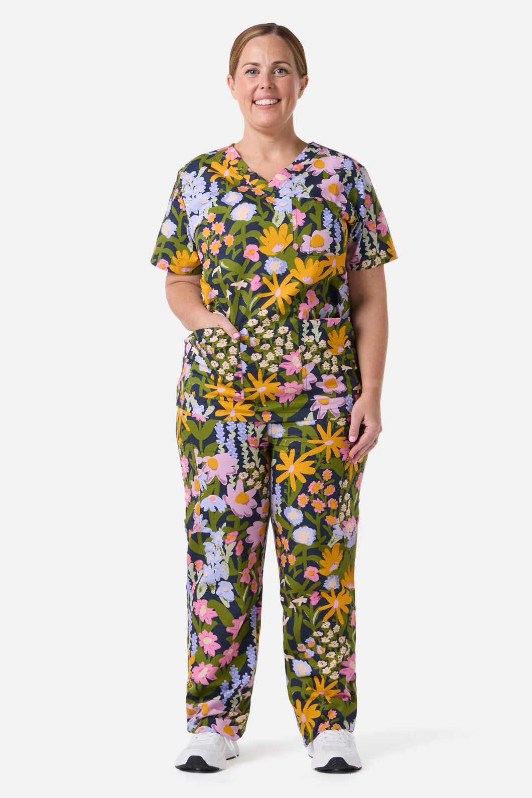 Princess Highway - Painted Garden scrub set - navy