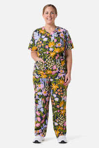 Princess Highway - Painted Garden scrub set - navy