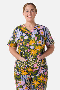 Princess Highway - Painted Garden scrub set - navy