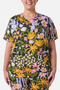 Princess Highway - Painted Garden scrub set - navy