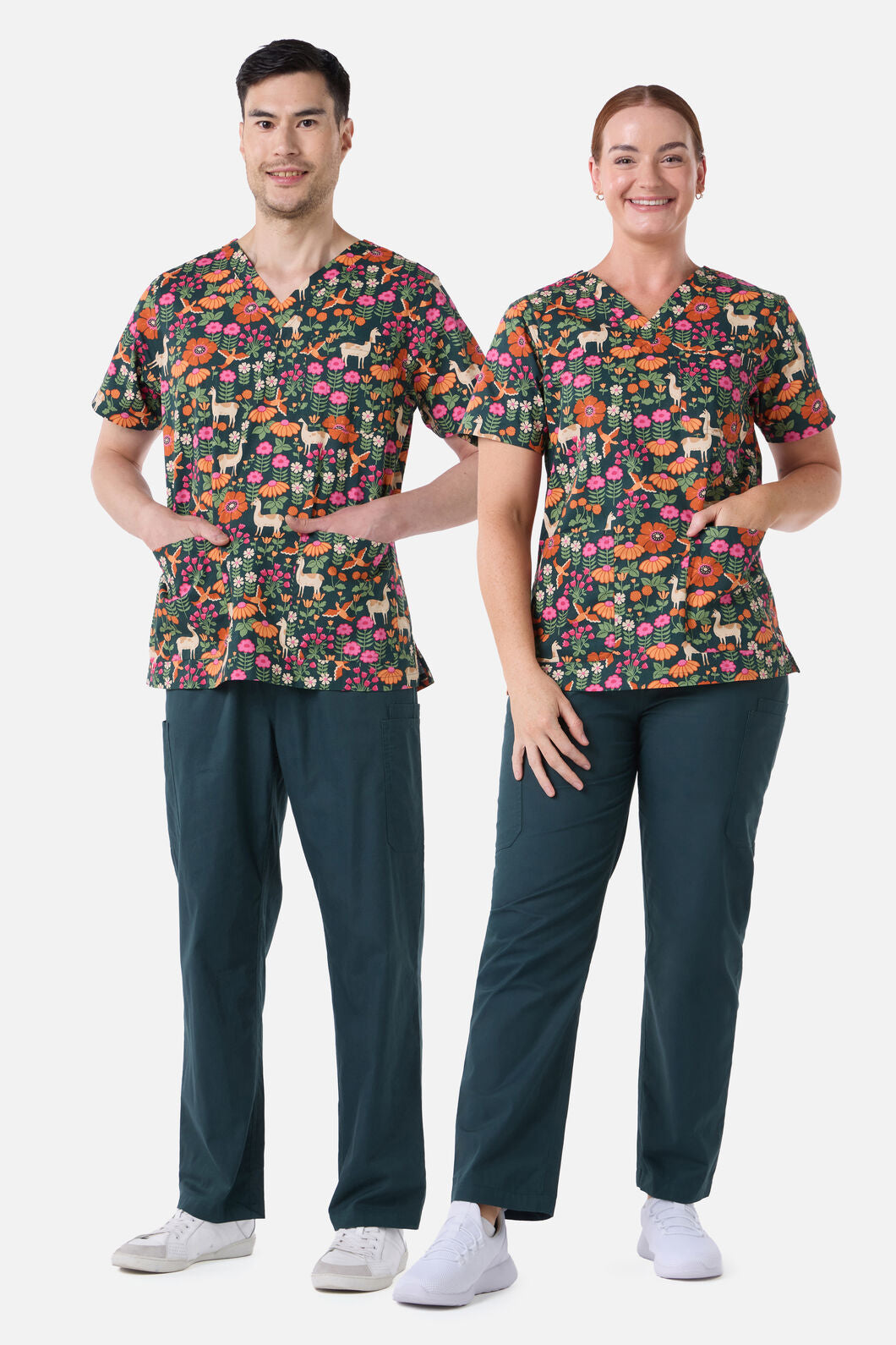 Princess Highway - LlamaBird Top & Pant scrub set - green