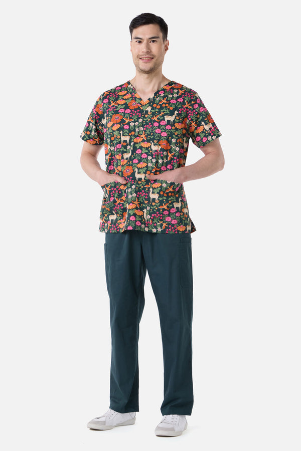 Princess Highway - LlamaBird Top & Pant scrub set - green