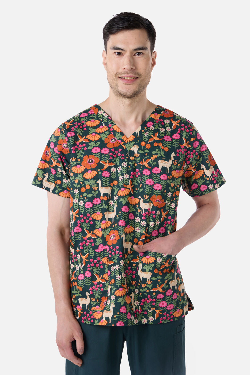 Princess Highway - LlamaBird Top & Pant scrub set - green