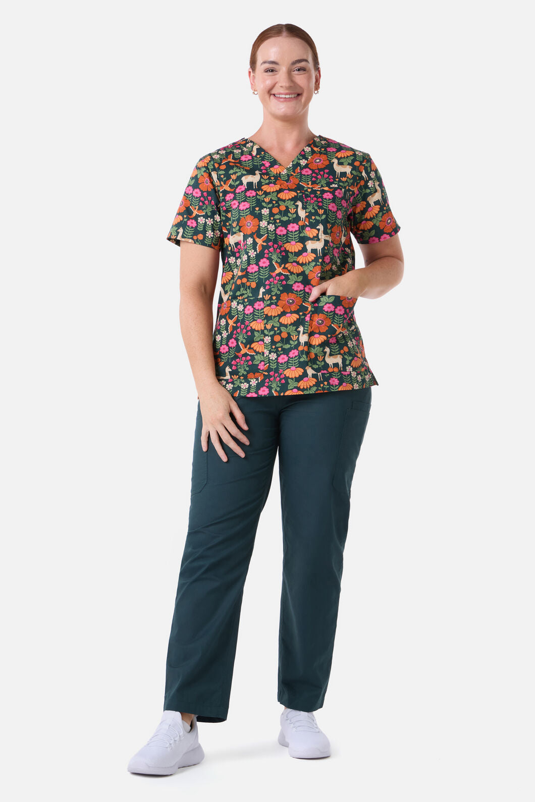 Princess Highway - LlamaBird Top & Pant scrub set - green