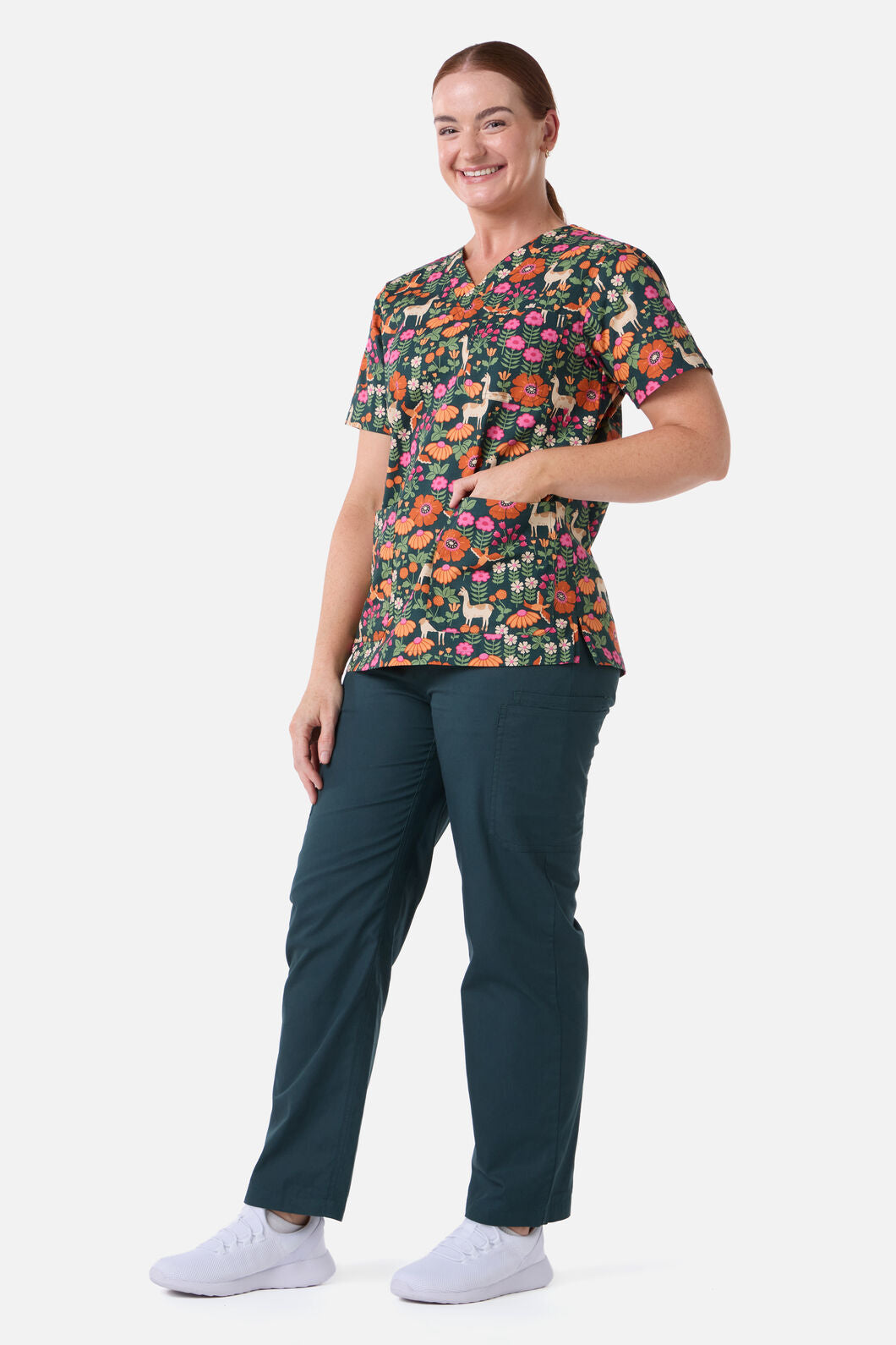 Princess Highway - LlamaBird Top & Pant scrub set - green