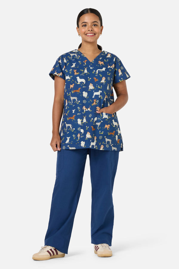 Princess Highway - Cute Dogs Top & Pant Scrub Set - navy