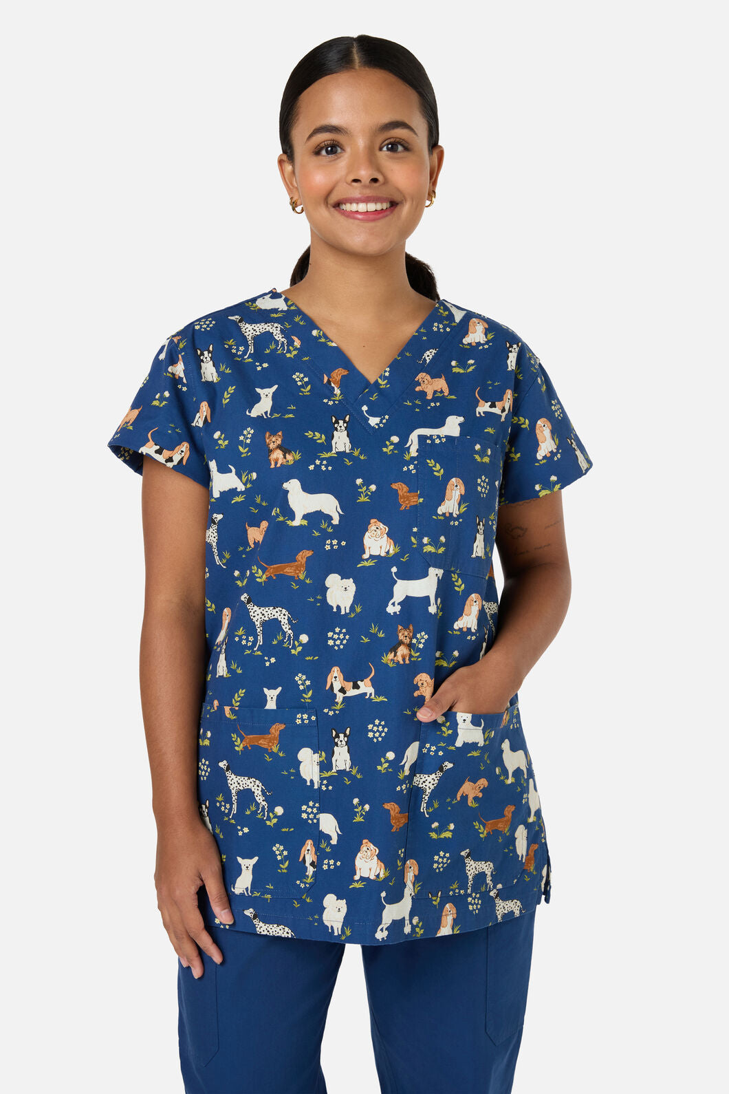 Princess Highway - Cute Dogs Top & Pant Scrub Set - navy