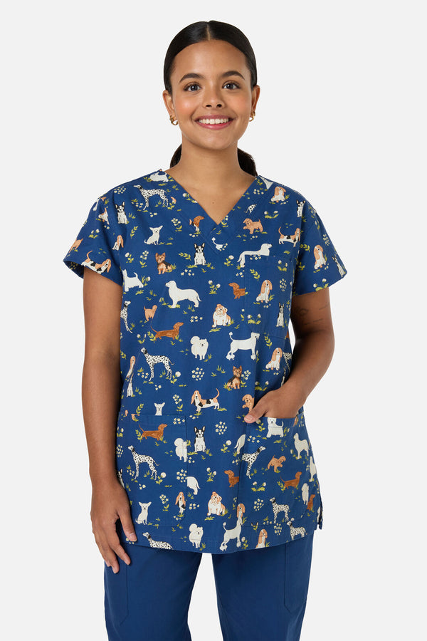 Princess Highway - Cute Dogs Top & Pant Scrub Set - navy