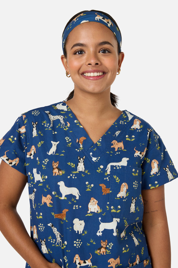 Princess Highway - Cute Dogs scrub headband - navy