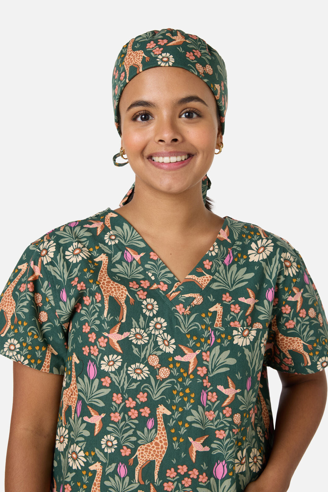 Princess Highway - Giraffe Scrub Hat - green