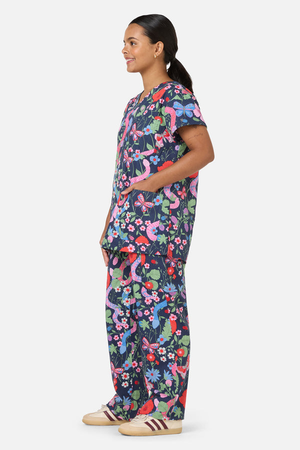 Princess Highway - Snakes & Flora Scrub Set - navy