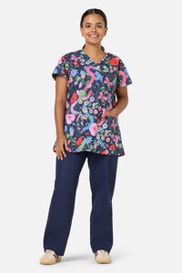 Princess Highway - Snakes & Flora Top&Pant scrubs - navy